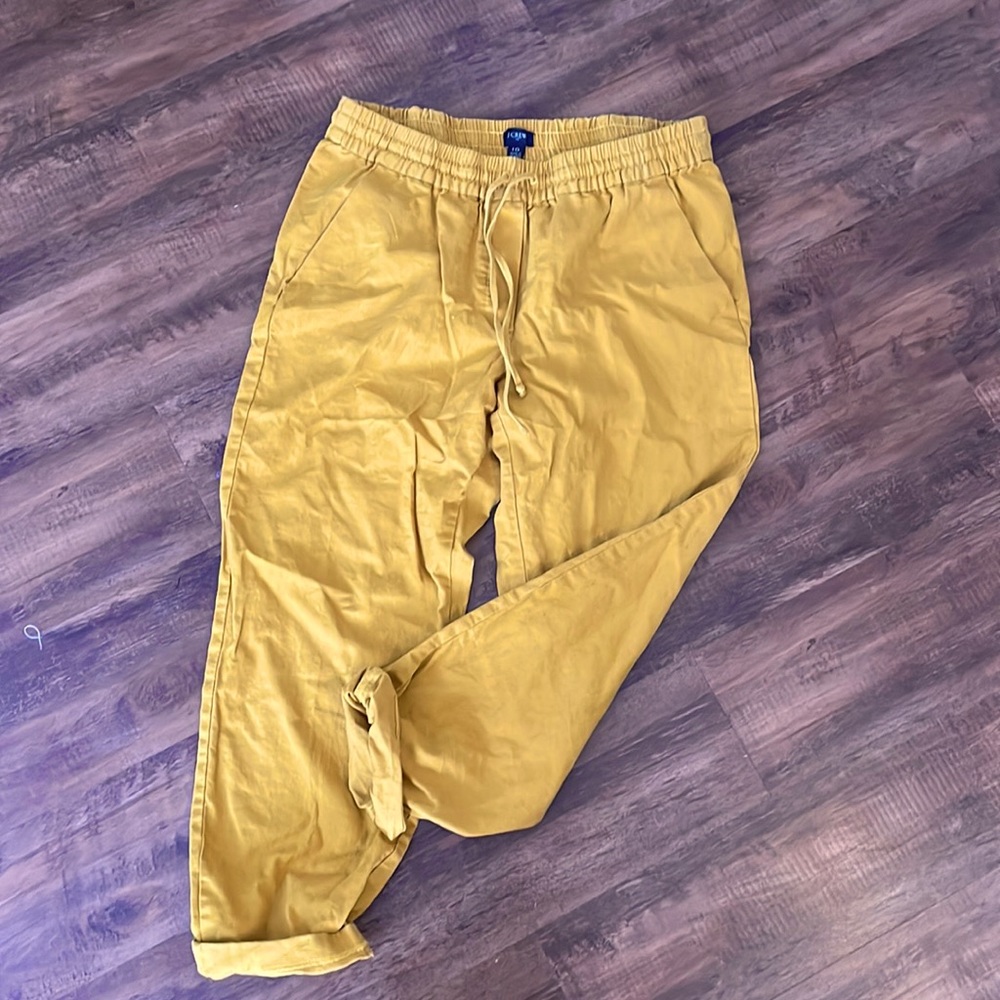 Mustard yellow LINEN-COTTON DRAWSTRING PANT